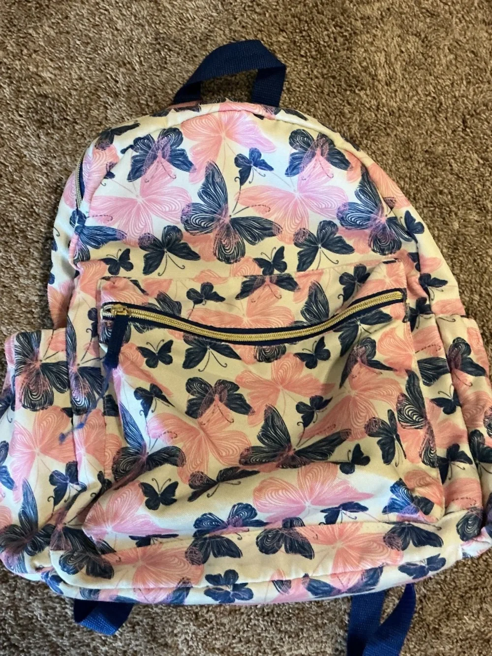 Backpack Pink And Blue Butterfly Used